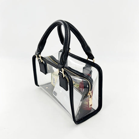 Black Clear Top Handle Crossbody Purse Transparent Jelly Bags| PRUSES-6