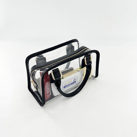 Black Clear Top Handle Crossbody Purse Transparent Jelly Bags| PRUSES-7