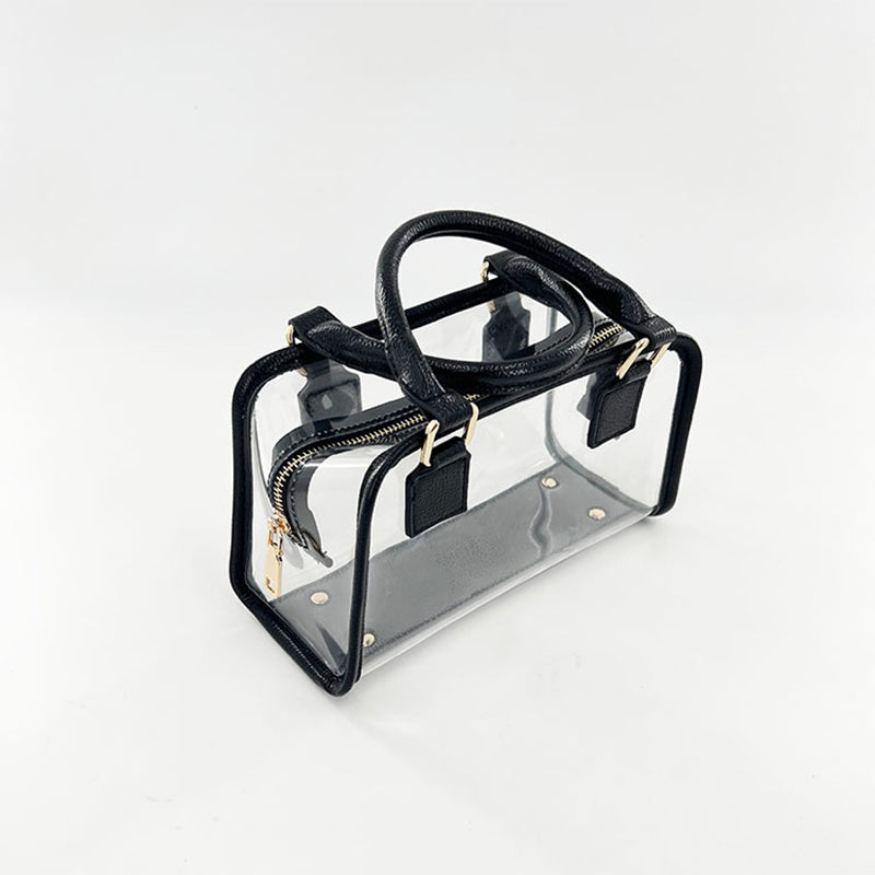 Black Clear Top Handle Crossbody Purse Transparent Jelly Bags| PRUSES-9