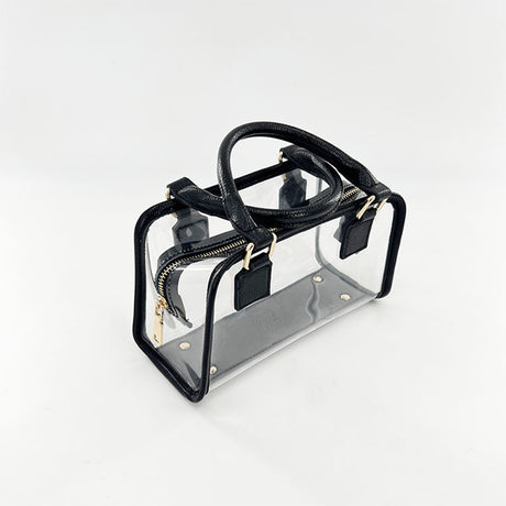 Black Clear Top Handle Crossbody Purse Transparent Jelly Bags| PRUSES-9