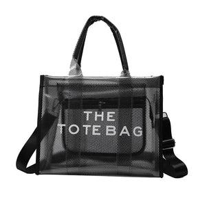 Black Clear Tote Bag Large Tote Handbags with Removable Wide Strap | PRUSES