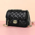 Black Flap Quilted Purse Bag Leather Shoulder Bags with Chain Strap-1