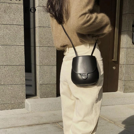 Black Flap Side Bags Vintage Crossbody Saddle Bags | PRUSES-6