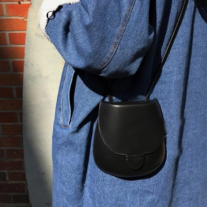 Black Flap Side Bags Vintage Crossbody Saddle Bags | PRUSES