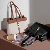 Black Genuine Leather Big Totes Twist Lock Handbags For Work | PRUSES-4