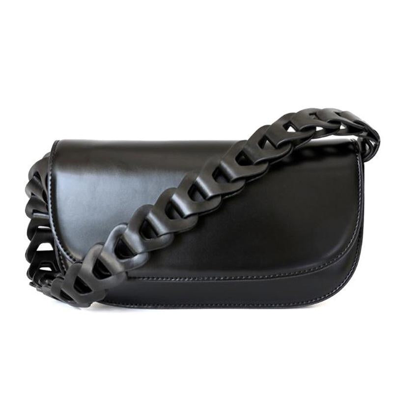 Black Genuine Leather Flap Shouler Bags Purse | PRUSES-1