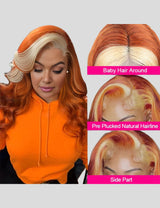 Black Ginger Blonde Body Wave 13x4 Lace Frontal Wig-3