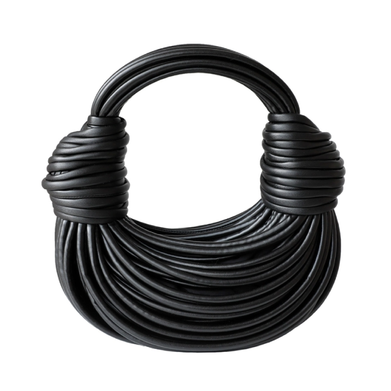 Black_Knotted_Leather_Handbags_Woven_Bag_With_Zipper