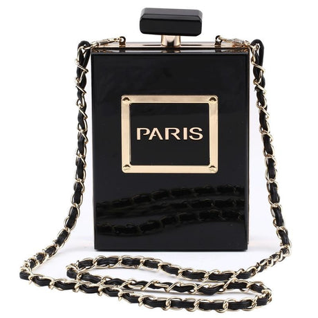 Black Lace Perfume Bottle Shape Crossbody Cute Purses Chain Bags-1