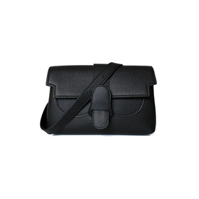 Black Leather Convertible Flap Crossbody Belt Bag Retro Handbags | PRUSES