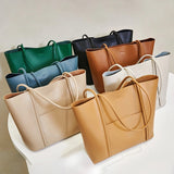 Black Leather Large Tote Bag With Inner Pouch Handbags For Work | PRUSES-6
