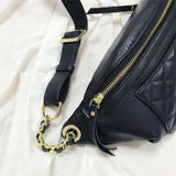 Black Leather Quilted Belt Bag Crossbody Waist Bag | PRUSES-2