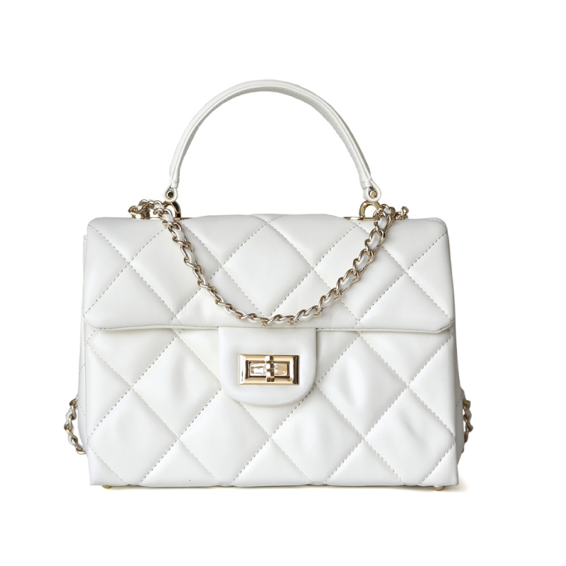White_Leather_Quilted_Chain_Bag_Top_Handle_Shoulder_Bags_PRUSES