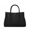 Black Leather Tote Bag Wide Strap Crossbody Bucket Bags | PRUSES-8