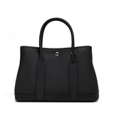 Black Leather Tote Bag Wide Strap Crossbody Bucket Bags | PRUSES-8