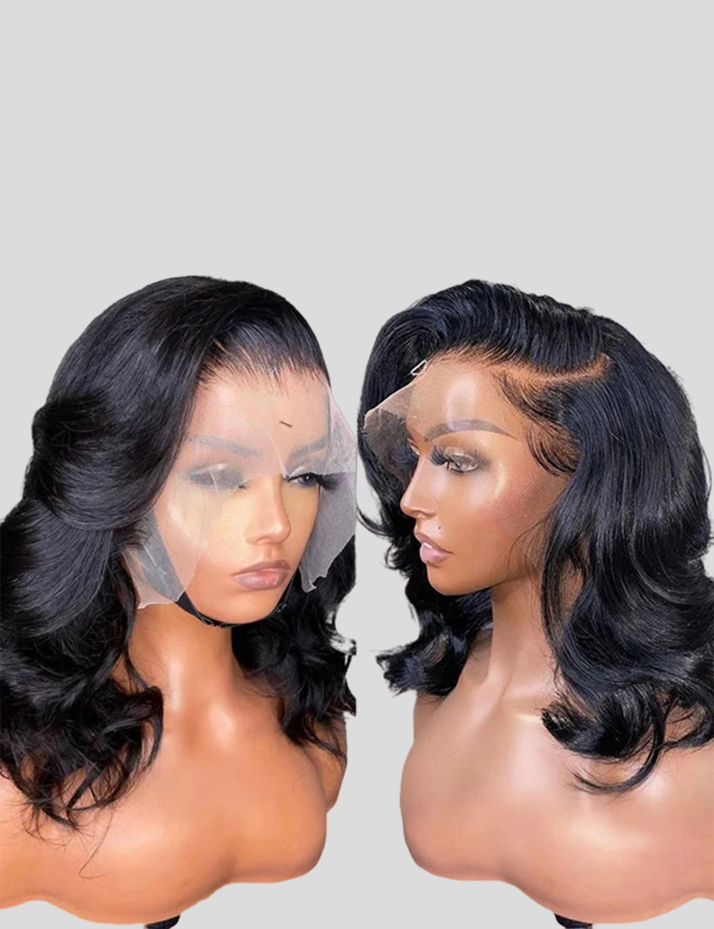 Black Natural Black Body Wave Bob Wig 13x4 Lace Frontal Wig-2