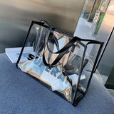 Black PVC Clear Tote Bag Summer Beach Bag| PRUSES