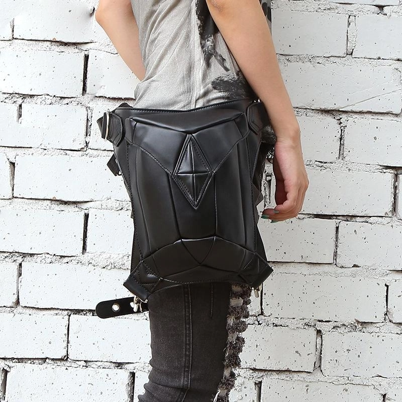 Black Punk Motorcycle Bag Women‘s Waist Bags | PRUSES-1