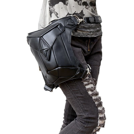 Black Punk Motorcycle Bag Women‘s Waist Bags | PRUSES-3