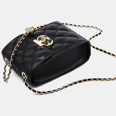 Black Quilted Leather Mini Crossbody Bags Flap Chain Bag