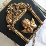 Black Retro Angel Box Mini Crossbody Bags Lolita Pearl Chain Bag-3
