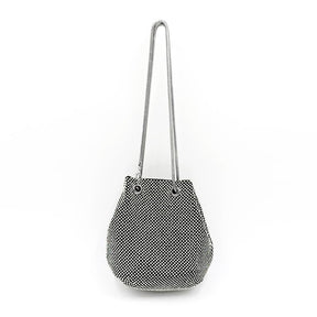 Black Rhinestones Bucket Bag Fashion Lady Evening Chain Bags