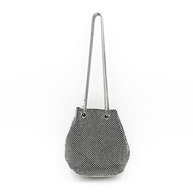 Black Rhinestones Bucket Bag Fashion Lady Evening Chain Bags