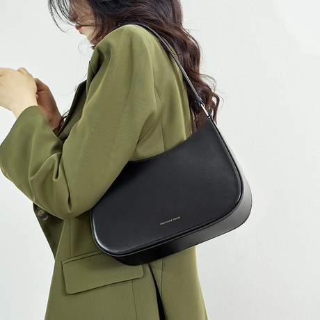 Black Smooth Leather Shoulder Hobo Bags Trend Handbags | PRUSES-1