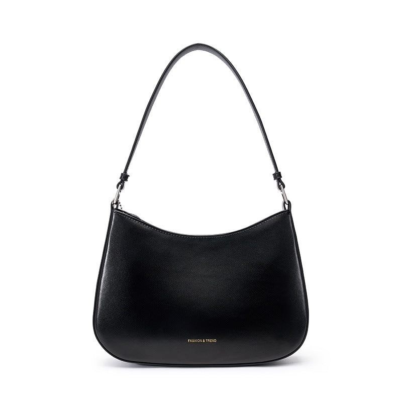 Black Smooth Leather Shoulder Hobo Bags Trend Handbags | PRUSES
