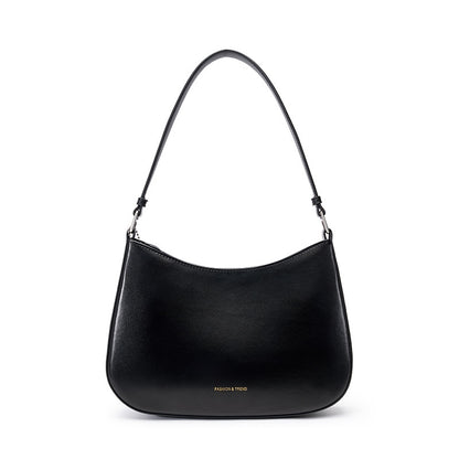 Black Smooth Leather Shoulder Hobo Bags Trend Handbags | PRUSES