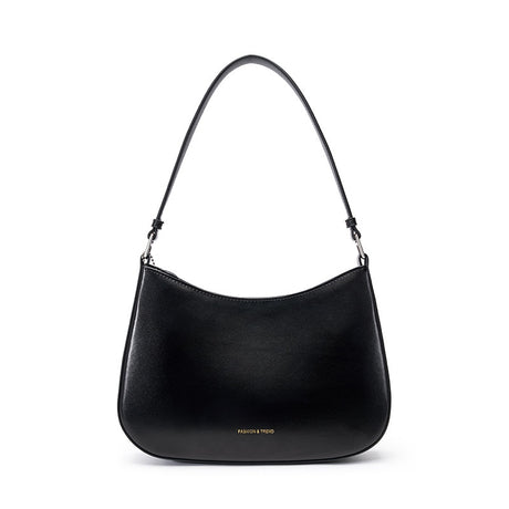 Black Smooth Leather Shoulder Hobo Bags Trend Handbags | PRUSES