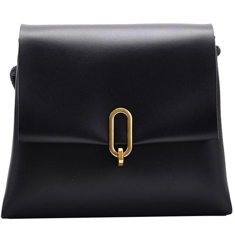 Black_Vegan_Leather_Double_Zipper_Flap_Crossbody_Purse Bag | PRUSES