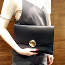 Black Vegan Leather Large Clutch Bags Crossbody Message Handbags| PRUSES