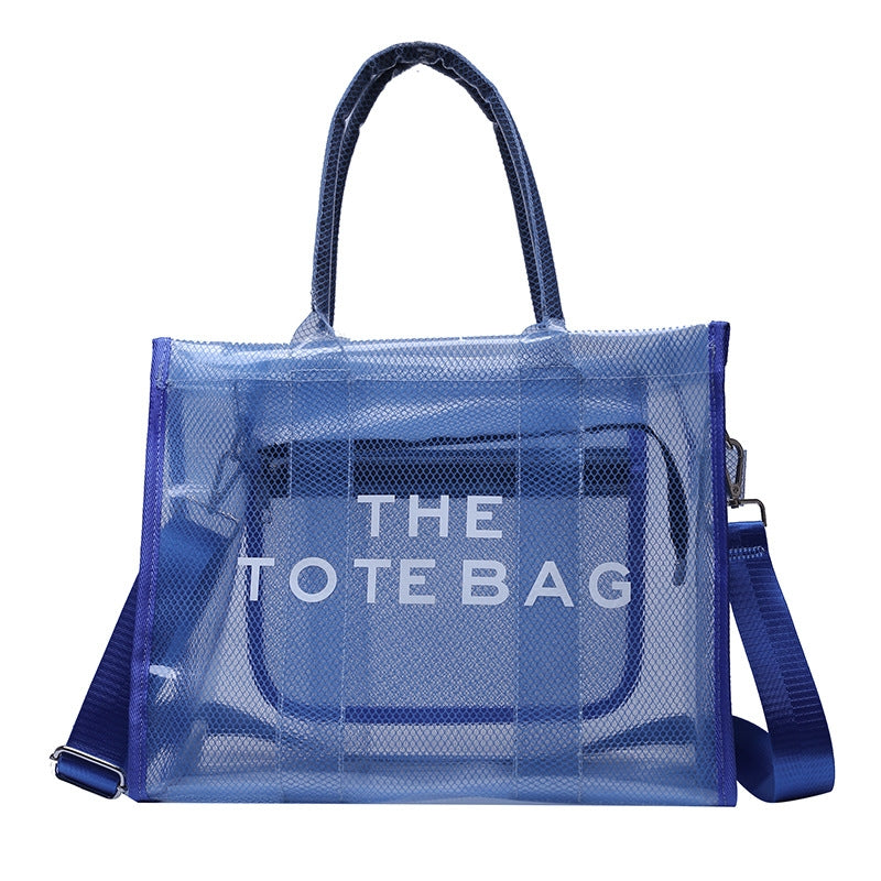 Blue Clear Tote Bag Large Tote Handbags with Removable Wide Strap | PRUSES