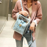 Blue Flap PVC Clear Backpacks Transparent Bags with Inner Pouch| PRUSES-2