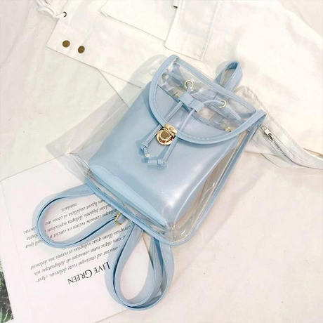 Blue Flap PVC Clear Backpacks Transparent Bags with Inner Pouch| PRUSES