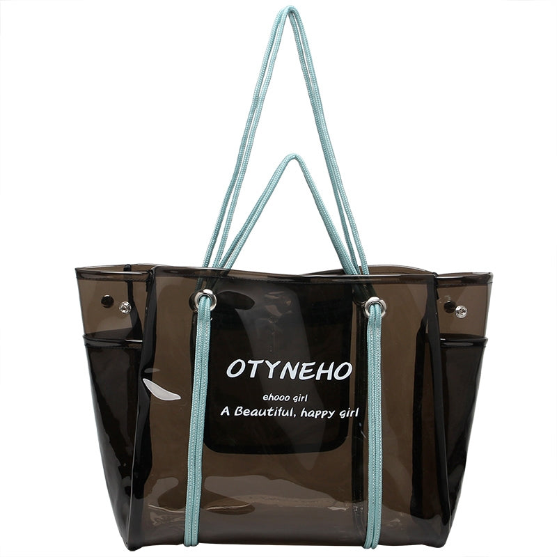 Blue Large Clear Tote Bag Transparent Jelly Tote Purse| PRUSES-2