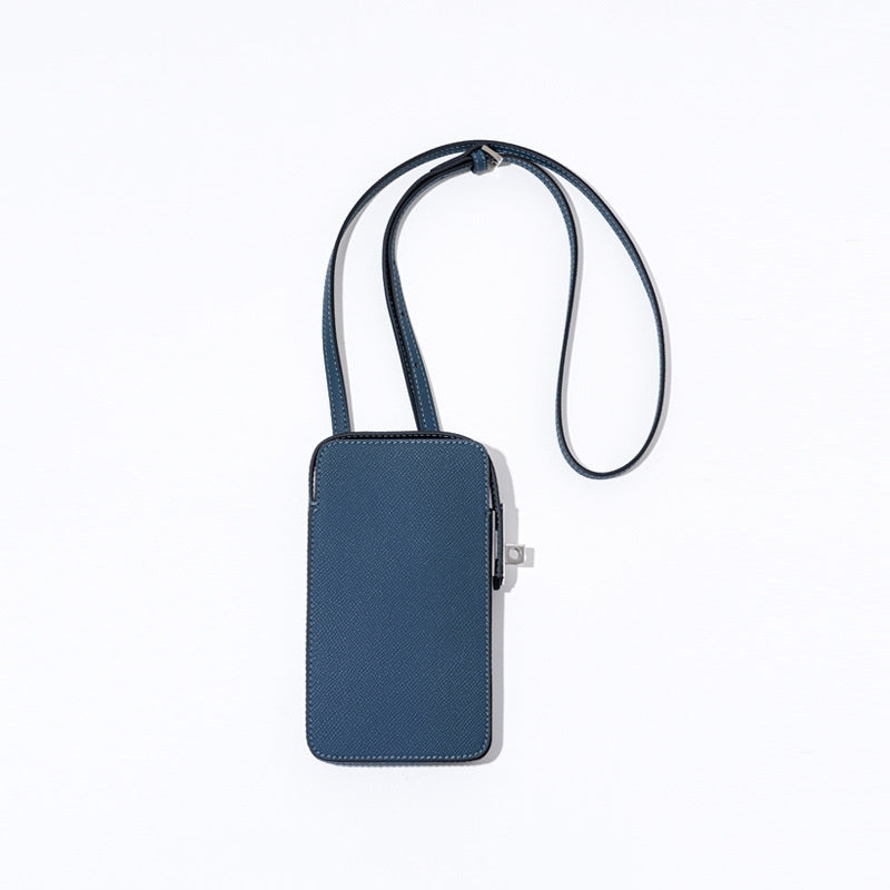 Blue Leather Crossbody Square Mobile Phone Bag Mini Purse