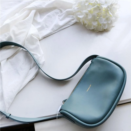 Blue Leather Vinatge Waist Bag Wide Strap Crossbody Bags | PRUSES