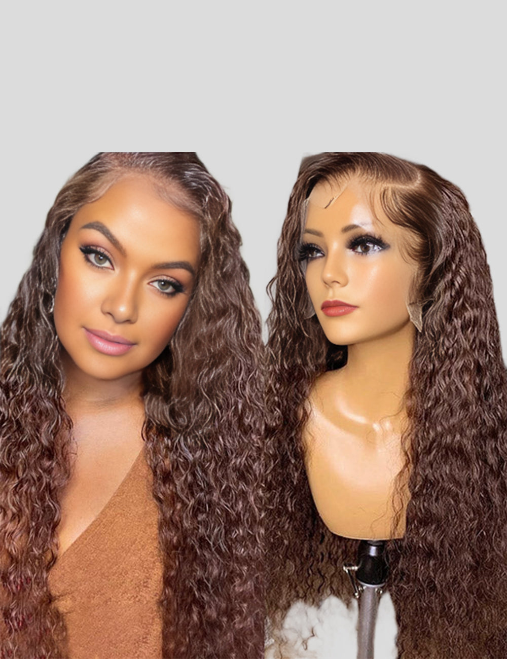 Brown Colored Human Hair Wigs Water Wave HD 13x4 Lace Front Wigs 180% Density Colored Wigs For Black Women-1