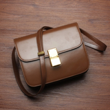 Brown Flap Genuine Leather Square Shoulder Message Bag| PRUSES-2