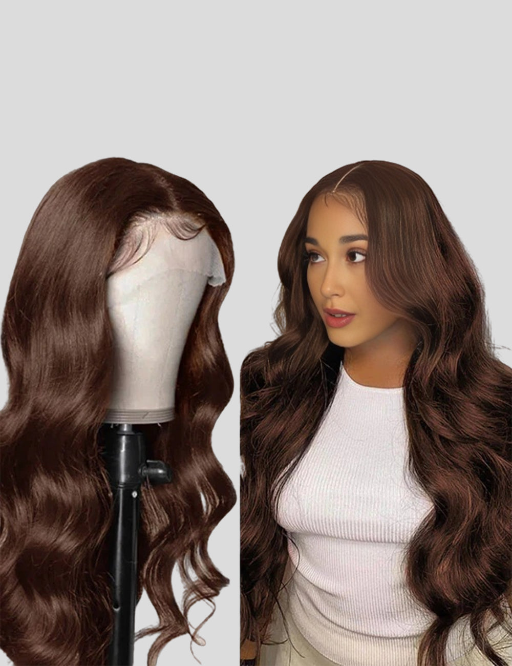 Brown Lace Front Wigs Body Wave Lace Frontal Wigs 4# Dark Brown Colored Human Hair Wigs