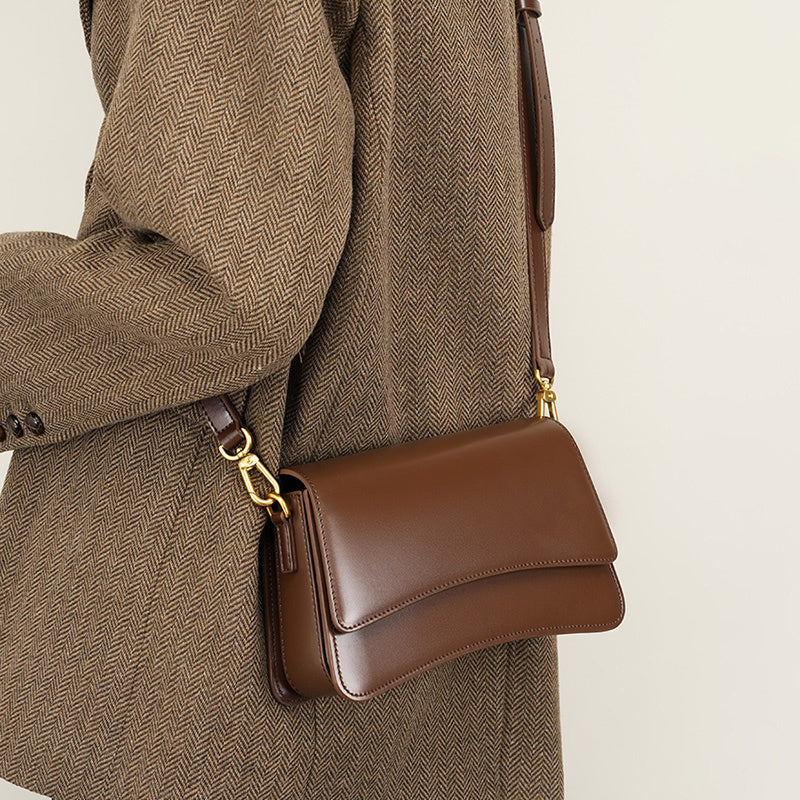 Brown Leather Shoulder Flap Mini Bag Crossbody Purses-5