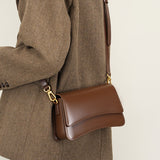 Brown Leather Shoulder Flap Mini Bag Crossbody Purses-5