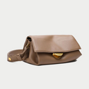 Brown Leather Wide Strap Crossbody Bags Flap Handbags| PRUSES-1