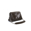 Brown Oiled Leather Chain Crossbody Purse Flap Shoulder Bag