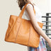 Brown Soft Genuine Leather Tote Bag Simply Large Shoulder Shopper Bag | PRUSES-1
