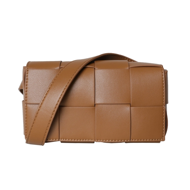 Brown Woven Leather Flap Bag Fanny Pack| PRUSES