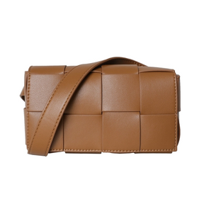 Brown Woven Leather Flap Bag Fanny Pack| PRUSES