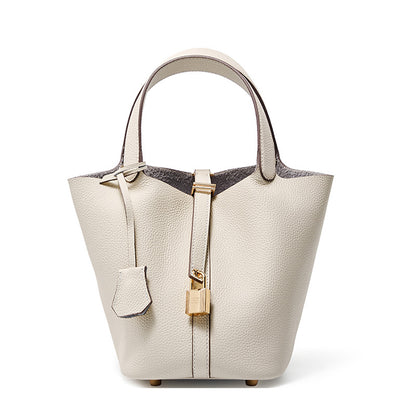 Bucket Bag Vegetable Basket Leather Handbag |PRUSES-10